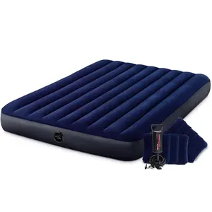 INTEX 64765 Inflatable Bed For Two People With 2 Cushions Blue Portable Air Bed Mattress For Camping