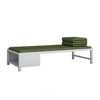 Lit superposé en acier pour dortoir, lit mezzanine simple avec bureau d'étude sous le lit et armoire de rangement verrouillable, mobilier de dortoir