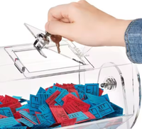 Tambour de tombola en acrylique transparent, distributeur de billets de loterie transparent avec manivelle