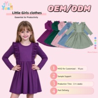 Robe personnalisée pour filles OEM, robe unie pour filles, robe d'été rose poudré côtelée avec bretelles spaghetti et coupe trapèze pour filles