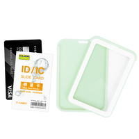 Porte-badge coulissant porte-carte en plastique vertical dur porte-carte d'identité avec fenêtres transparentes pour carte de crédit d'identité
