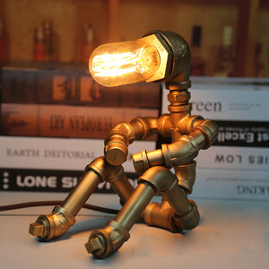 Design creativo del Robot <span class=keywords><strong>con</strong></span> tubo dell'acqua e paralume in metallo per piccoli Bar da studio in ferro - Product Image 1