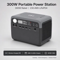 Estación de Energía Portátil LiFePO4 de 230 Wh, 300 W CA, Carga de 50 W, 40 W Solares MPPT, Luz LED, USB DC, 3 kg, Mini, para Campamento, Emergencias al Aire Libre