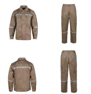 Combinaison <span class=keywords><strong>de</strong></span> travail <span class=keywords><strong>de</strong></span> sécurité industrielle ANSI NFPA2112, kaki, multi-poches, veste FR, pantalon cargo, <span class=keywords><strong>tenue</strong></span> avec bande réfléchissante - Product Image 1