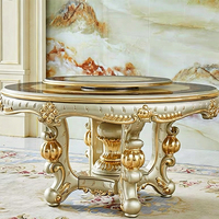 Ensemble table et chaises de salle à manger d'inspiration antique de style européen, table ronde de style français, mobilier pour restaurant et villa