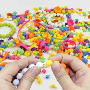 2024 Fabriek Customkleurrijke Kralen Ketting Diy Plastic Kralen Sieraden Maken Kit Kralen Educatief Speelgoed Voor Kinderen 7 Jaar