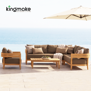 Canapé d'extérieur modulaire moderne, ensemble <span class=keywords><strong>de</strong></span> canapés <span class=keywords><strong>de</strong></span> <span class=keywords><strong>jardin</strong></span> imperméables en bois <span class=keywords><strong>de</strong></span> teck, mobilier <span class=keywords><strong>de</strong></span> <span class=keywords><strong>terrasse</strong></span> moderne <span class=keywords><strong>pour</strong></span> la plage et la cour - Product Image 1