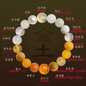 8mm Feng Shui-Armbandständer für Reichtum Hoffnung und Glück Kristall perlen-Band mit fünf Elementen Freundschaft Hoffnung Glück