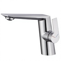 Robinet de lavabo monocommande chromé à poser sur le comptoir, mitigeur monotrou chaud et froid pour salle de bain