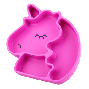 SANS BPA Non Toxique Durable Lavable Au Lave-Vaisselle Poignée Écologique BHD silicone Gros ventouse <span class=keywords><strong>licorne</strong></span> bébé plaque - Product Image 1