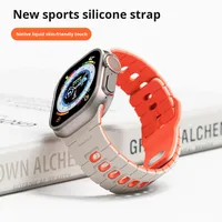 Neue Trendige Luxus-T-Schnalle Sport-Silikonarmband Zweifarbig für Smartwatch Ultra1/2/S10 9 8 7 SE