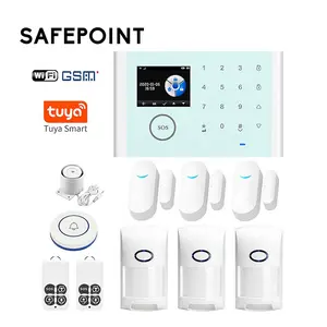 SAFEPOINT HSG003图雅智能WiFi GSM安全报警系统面板内置警报器，带433门运动传感器家庭报警系统