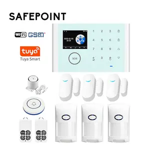 SAFEPOINT HSG003 Tuya Smart WiFi GSM Panneau de système d'alarme de sécurité Sirène intégrée avec capteur de mouvement de porte 433 Système d'alarme domestique
