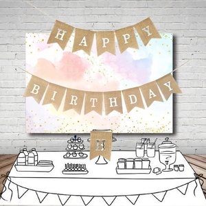 Fábrica al por mayor personalizado Feliz cumpleaños Lino cola de milano bandera yute tirar colgante cola de golondrina Banner para fiesta suministros decorativos - Product Image 1