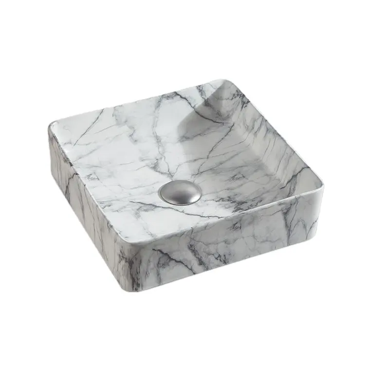 Sanitär artikel quadratisches Marmor gesicht Waschbecken Badezimmer Keramik Toilette Arbeits platte Kunst becken