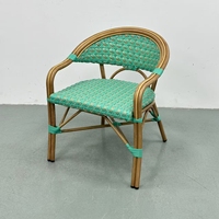 Chaise de jardin en rotin tressé turquoise, résistante aux UV, fauteuil de bistrot pour terrasse extérieure