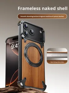 เคสโทรศัพท์สำหรับ <span class=keywords><strong>iPhone</strong></span> 17 Pro Max ดีไซน์เรียบหรู ป้องกันแรงกระแทก รอบด้าน 360 องศา °   เคสโทรศัพท์ไม้เนื้อแข็งพร้อมขาตั้งหมุนได้ - Product Image 5