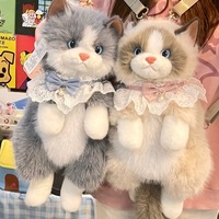Nouvelle Peluche Chat Réaliste Qui Moaie, Sac de Transport Chat Ragdoll, Poupée en Peluche Réconfortante, Cadeau pour Toutes Occasions, Sac de Transport Animal en Peluche