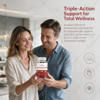 Gélules d'huile de krill d'Antarctique à l'astaxanthine, marque privée OEM, 60 unités, mélange d'huile de krill, complément alimentaire quotidien