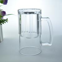 Chope à bière classique en verre côtelé vertical avec poignée, chope à bière épaissie avec logo personnalisé pour bar et restaurant
