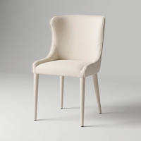 Chaise de salle à manger inclinable en tissu, taille personnalisable, structure en acier artisanale, chaise ergonomique blanche pour restaurant et café