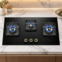 Table de cuisson à gaz en verre trempé de haute qualité à 3 brûleurs avec allumage électronique, prix fabricant, adaptée au marché indien