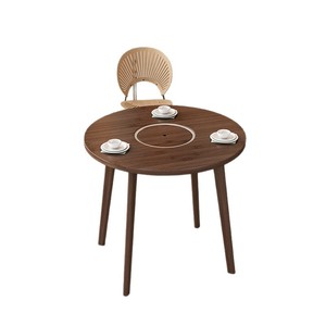 Table de Hot Pot Ronde en Bois Massif Chauffante pour l'Extérieur et l'Intérieur, Utilisation en Salon - Product Image 4