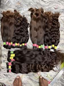 Mèches de cheveux humains bruns naturels pour enfants, texture ondulée douce, longues extensions de cheveux vierges pour tresses et salons - Product Image 3