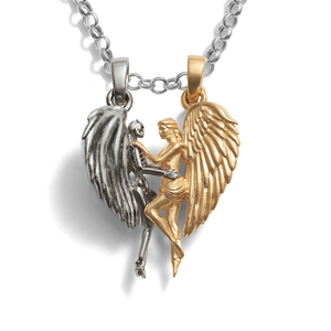 Collana con Ciondolo Angelo e Diavolo in Ottone Placcato Oro, Gioielli Personalizzati con Logo Gemnel - Product Image 1