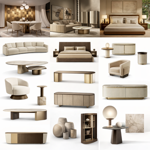 Luxury Customizable Apartment Living Room Bedroom Dining Furniture Modern Sofa Dining Table Office <b>Desk</b> Storage <b>Cabinet</b> Marble - Product Image 1