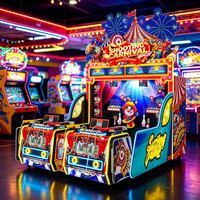 LEON SHOOTING CARNIVAL Machine de jeu de tir multijoueur à monnayeur, console d'arcade métallique 2-4 joueurs, lumières clignotantes, anglais