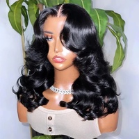 Perruque Bob Courte Ondulée en Cheveux Brésiliens Remy, Dentelle HD Sans Colle, Raie Latérale, Densité 250%, Avec Baby Hair, Prête à Porter pour Femmes Noires