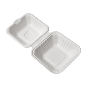 Contenedor Biodegradable Desechable de Pulpa de Bagazo para Comida para Llevar, Caja para Hamburguesas de Caña de Azúcar de 6 Pulgadas - Product Image 2