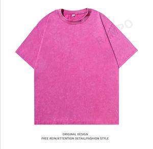 Camiseta de Manga Corta para Hombre, 240g, Algodón, Estilo Y2K, Color Sólido, Ecológica, Transpirable, Antiencogimiento, Estampado Puff, Diseño Personalizado, 100% Tejida - Product Image 3