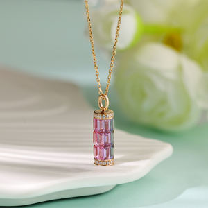 Colgantes de Lujo Personalizados Cristianos de Oro Sólido de 18K con Baño de Rodio, Zafiros Coloridos de Corte Baguette y Diamantes Naturales, Regalo - Product Image 6