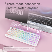 Clavier à membrane sans fil AJAZZ AF68 tri-mode, 68 touches compactes, rétroéclairage RVB, batterie 4000 mAh, pour ordinateur portable/PC/tablette, 3 couleurs