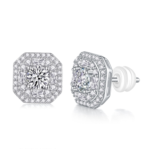 Prix bon marché bijoux en gros 925 argent Sterling VVS Moissanite <span class=keywords><strong>diamant</strong></span> boucles <span class=keywords><strong>d</strong></span>'oreilles pour hommes femmes E231213514-50 - Product Image 1
