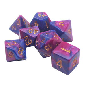 סגול & כחול מערבולת מעורב צבע Polyhedral DND RPG קוביות סט עבור לוח משחק