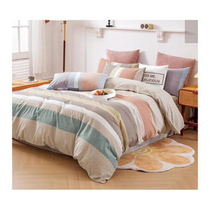Jin Yifa <b>Striped</b> Cotton <b>Bedding</b> <b>Set</b> Washed Fabric Spring Summer Use - Product Image 1