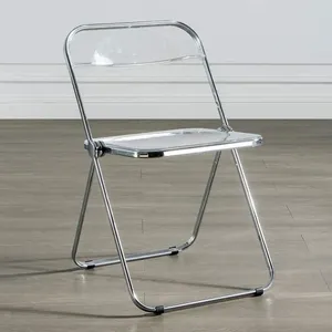 Luxury Stainless Steel Metal Leg Living Room Dining Clear Acrylic Folding Chairs