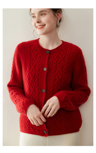Suéter de Cachemira de Moda con Cuello Redondo, Cárdigan de Punto 100% Lana para Mujer, Otoño-Primavera - Product Image 6