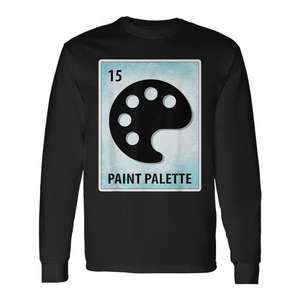 Camiseta de manga larga con estampado de tarjetas mexicanas y paleta de pintura - Product Image 1