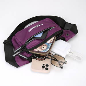 Sac de taille tendance en tissu Oxford bleu foncé, fermeture éclair, sac portable pour cyclisme, course à pied, jogging, pour hommes et femmes - Product Image 5