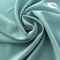 Tissu satiné 100 % polyester coréen, 150D, 125 g/m², bleu teint, finition crêpe mate, style sergé, doux, haute qualité, rayures en trame