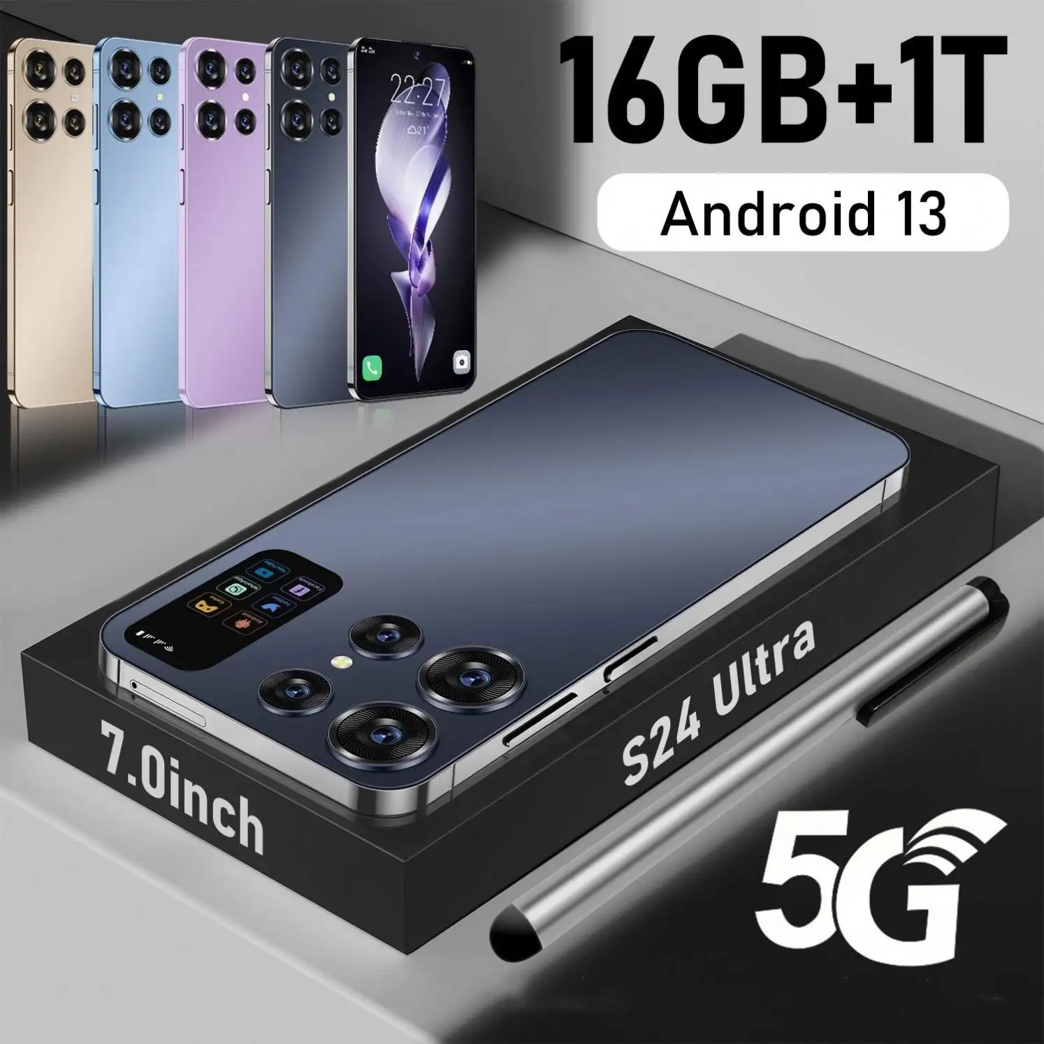 Yeni liste orijinal telefon S24 Ultra 12GB + 256GB 6800mAh 45 hızlı şarj 12MP ön kamera 5G cep telefonları