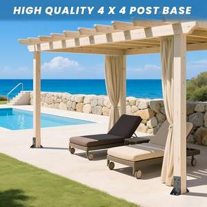 Soporte de Anclaje para Postes de Terraza de Acero al Carbono Reforzado con Recubrimiento en Polvo para Postes de Barandilla de Tubo de Madera, Montaje en Hormigón 4x4 3.6x3.6, 1 Pieza - Product Image 4