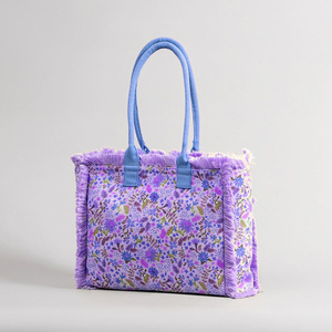 Bolsos de Mano Hobo de Gran Capacidad para Mujer, Bolsos de Hombro de Lona de Color Sólido Estilo Bohemio, Bolsos de Compras Retro con Borlas para la Playa de Verano - Product Image 2