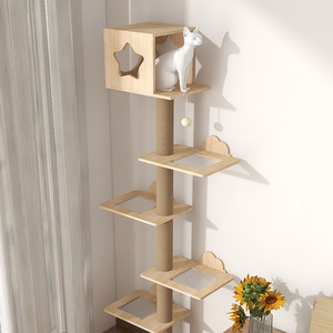 Árbol rascador reclinable para gatos, estilo cápsula espacial, montado en la pared, poste rascador de madera maciza, plataforma de escalada para gatos, cama para gatos - Product Image 3