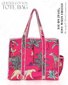 Kit de Maquillaje de Algodón 100% Puro de Primera Calidad para Mujer, Estampados de Animales y Flores, Correa de Hombro, Diseño Ligero con Cierre - Product Image 3