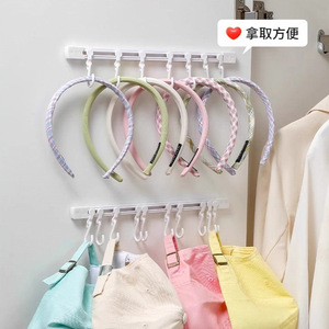Clothing Organizer Sliding <b>Hooks</b> Adhesive Wall Rack 10 <b>Hooks</b> No Drilling Required For Door Back Storage - Product Image 4